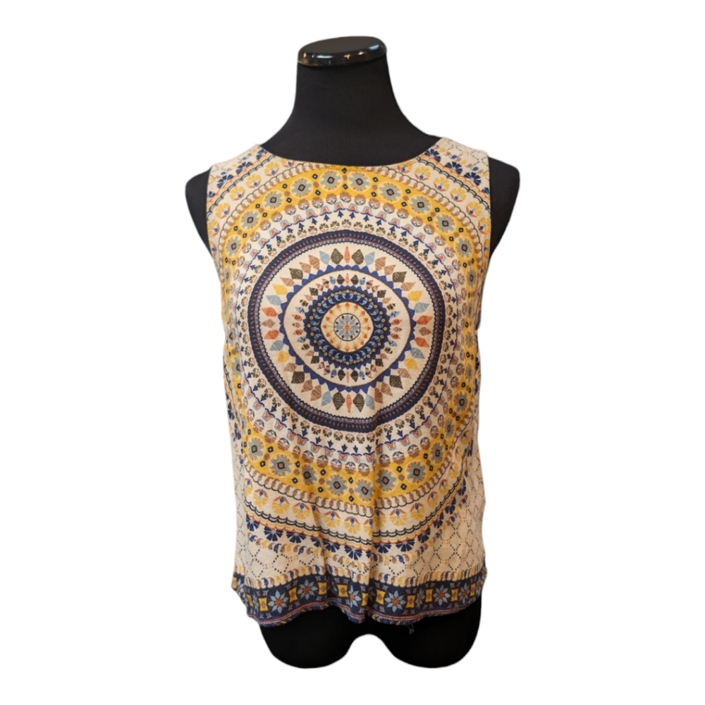 Renee C Lightweight Sleeveless Mandala Top Size L